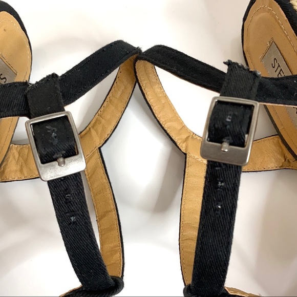 Steve Madden Women's Radley Espadrille Wedge T-Strap Peep Toe Sandal in Black - Picture 9 of 16